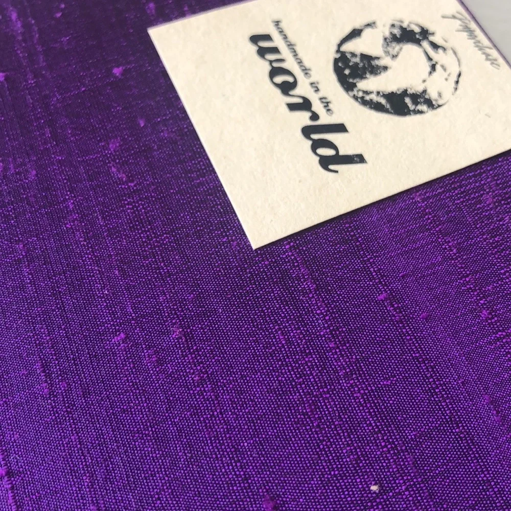 Unique Paperchase Vtg Purple Silk Blank Notebook W Round Mirrors Handmade